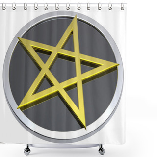 Personality  Gold-black Pentagram Isolated On White Shower Curtains