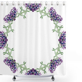 Personality  Violet Lavender Floral Botanical Flower. Watercolor Background Illustration Set. Frame Border Ornament Square. Shower Curtains