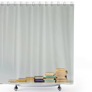 Personality  Steps Made Of Vintage Books Isolated On Grey Shower Curtains