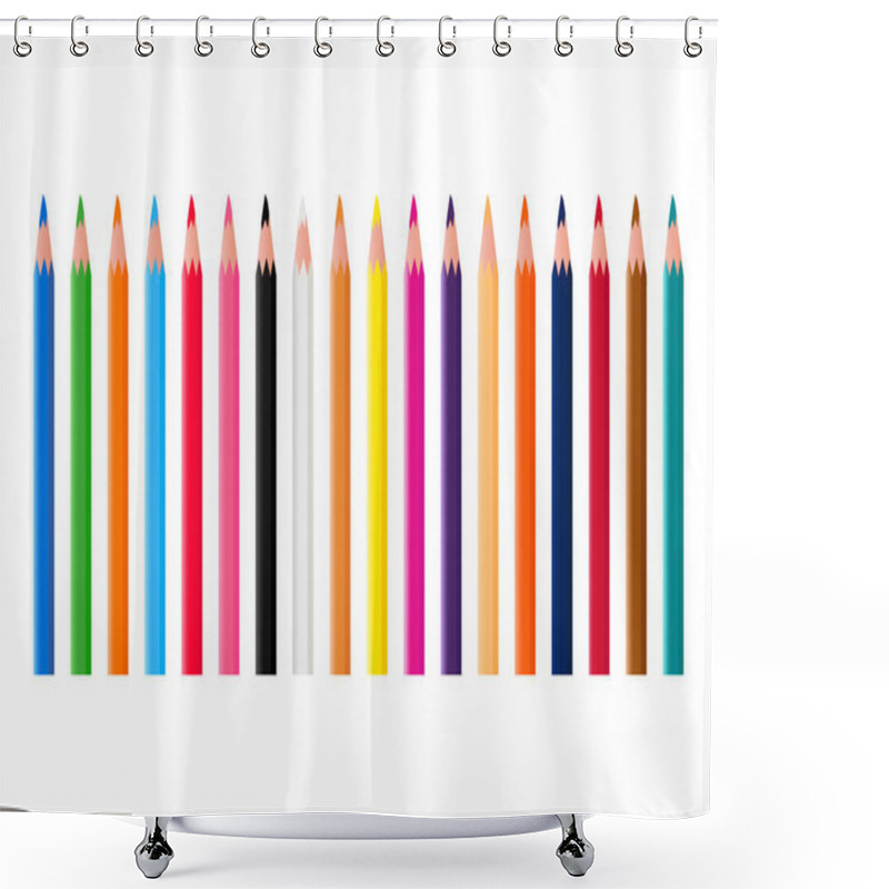 Personality  Colorful pencils collection. Set of eighteen colorful pencils shower curtains