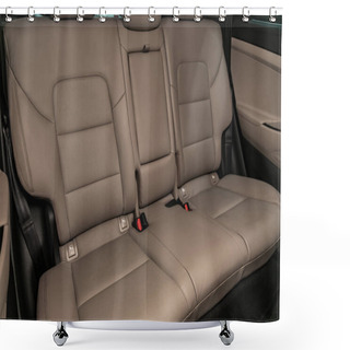 Personality  Novosibirsk, Russia  September 11, 2019: Hyundai Tucson , Leather Interior Design, Car Passenger And Driver Seats With Seats Belt.  Shower Curtains