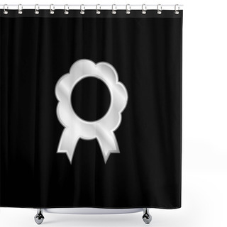 Personality  Award Flower Shape Symbolic Medal With Ribbon Tails Silver Plated Metallic Icon Shower Curtains