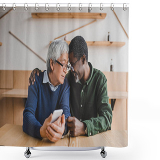 Personality  Senior Men Embracing Shower Curtains