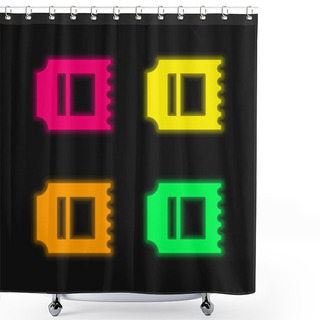 Personality  American Football Game Ticket Four Color Glowing Neon Vector Icon Shower Curtains