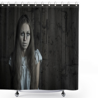 Personality  Horror Girl In White Dress Shower Curtains