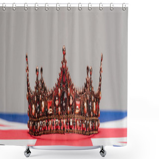 Personality  Luxury Royal Crown On British Flag Isolated On Grey, Banner Shower Curtains