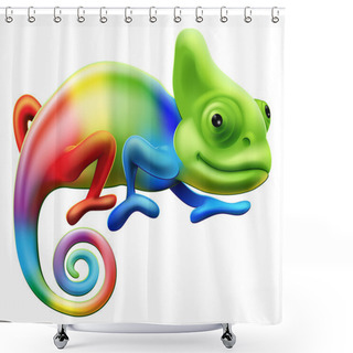 Personality  Rainbow Chameleon Shower Curtains