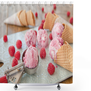 Personality  Scoops Of Raspberry Ice Cream Shower Curtains