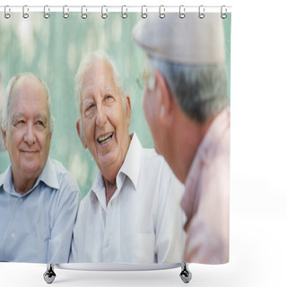 Personality  Group Of Happy Elderly Men Laughing And Talking Shower Curtains