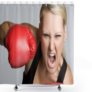 Personality  Boxing Woman Shower Curtains