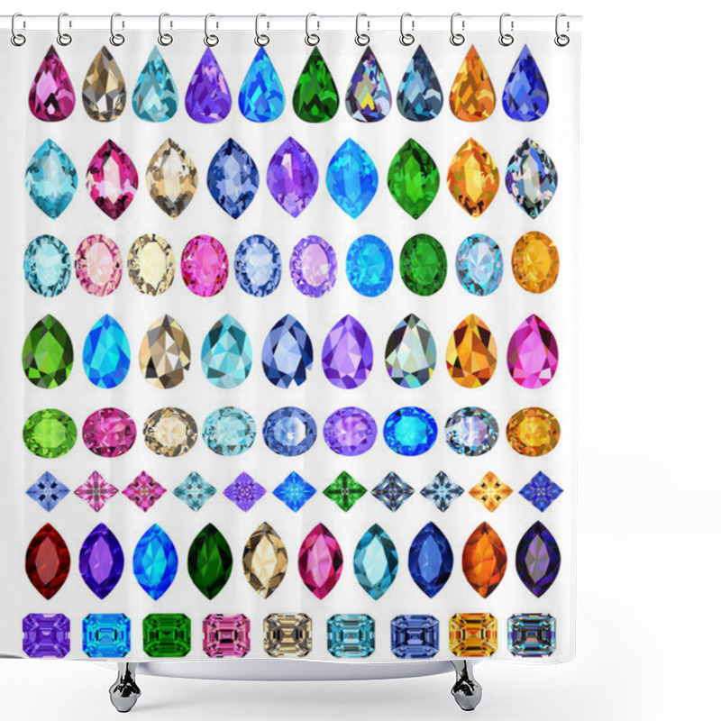 Personality  set of precious stones of different cuts and colors shower curtains