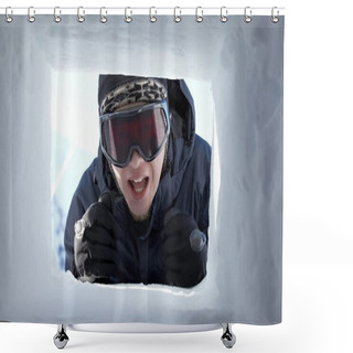 Personality  Skier Portrait Shower Curtains