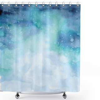Personality  Watercolor Abstract Ocean Illustration, Blue Sea Landscape Shower Curtains