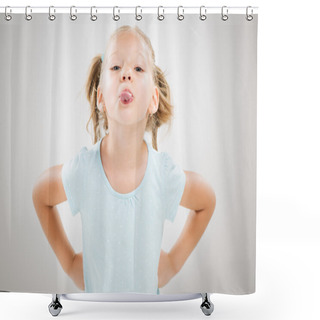 Personality  Little Girl Sticking Her Tongue Out Shower Curtains