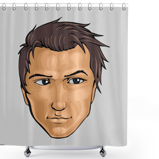 Personality  Face Of Young Man. Vector Illustration. Shower Curtains