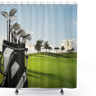 Personality  Golf Equipment And Course Shower Curtains