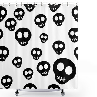 Personality  Seamless Pattern With Black Skulls Shower Curtains