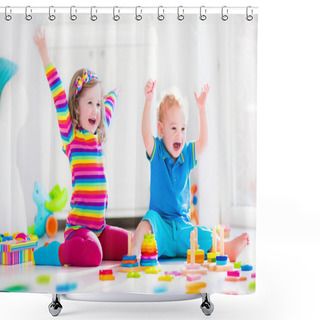 Personality  Children Playing With Wooden Toys Shower Curtains