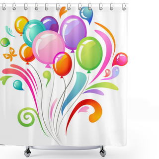 Personality  Colourful Splash With Balloons Shower Curtains