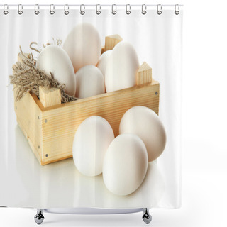Personality  Many Eggs In Box Isolated On White Shower Curtains