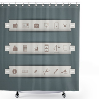 Personality  Office Icon Set Vector Illustration  Shower Curtains