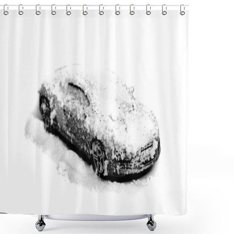 Personality  My Car In The Snow On The White Background Shower Curtains