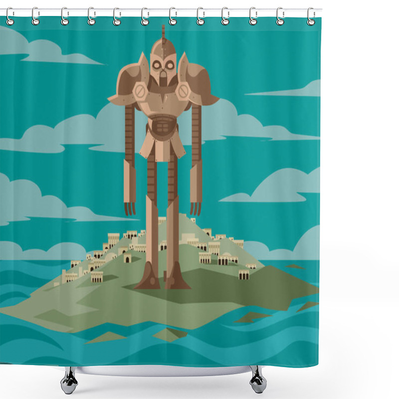 Personality  Greek Mythology Talos Giant Bronze Automate Man Shower Curtains