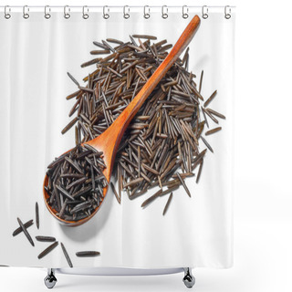 Personality  Raw Black Wild Rice On White, (large Depth Of Field, Taken With Tilt Shift Lens) Shower Curtains