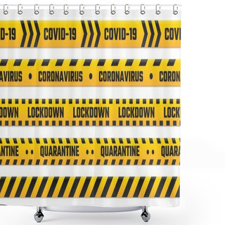 Personality  Quarantine Stripes, Yellow Tape For Border. Warning Cordon For Covid 19 Outbreak, Coronavirus Illness Shower Curtains