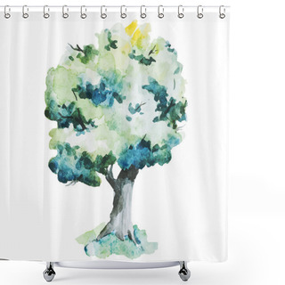 Personality  Watercolor Trees Shower Curtains