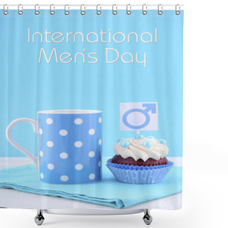 Personality  International Mens Day Cupcakes With Male Symbols. Shower Curtains