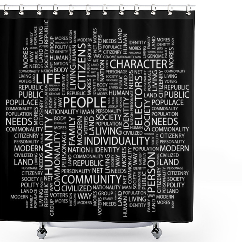 Personality  Word collage on black background shower curtains