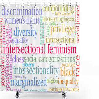 Personality  Intersectional Feminism Word Cloud On A White Background.  Shower Curtains