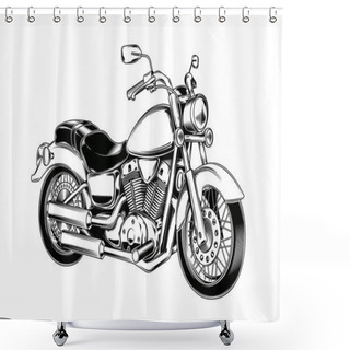 Personality  Hand-drawn Vintage Motorcycle. Classic Chopper. Shower Curtains