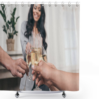 Personality  Friends Clinking With Champagne Glasses Shower Curtains