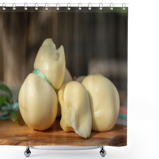 Personality  Fresh South Italian Traditional Cow Or Cow And Sheep Semi-soft Cheese Scamorza Ready To Eat Shower Curtains