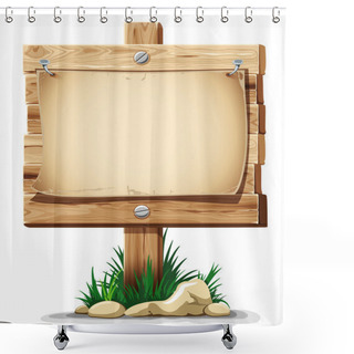 Personality  Wooden Sign Shower Curtains