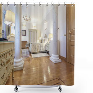 Personality  Interior Of A Classic Style Luxury Bedroom With Marble Pillars Shower Curtains