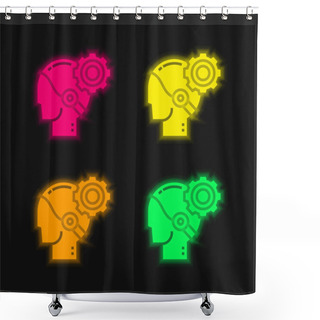 Personality  AI Four Color Glowing Neon Vector Icon Shower Curtains