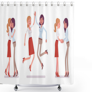 Personality  Female Friends Meeting, Greeting Shower Curtains