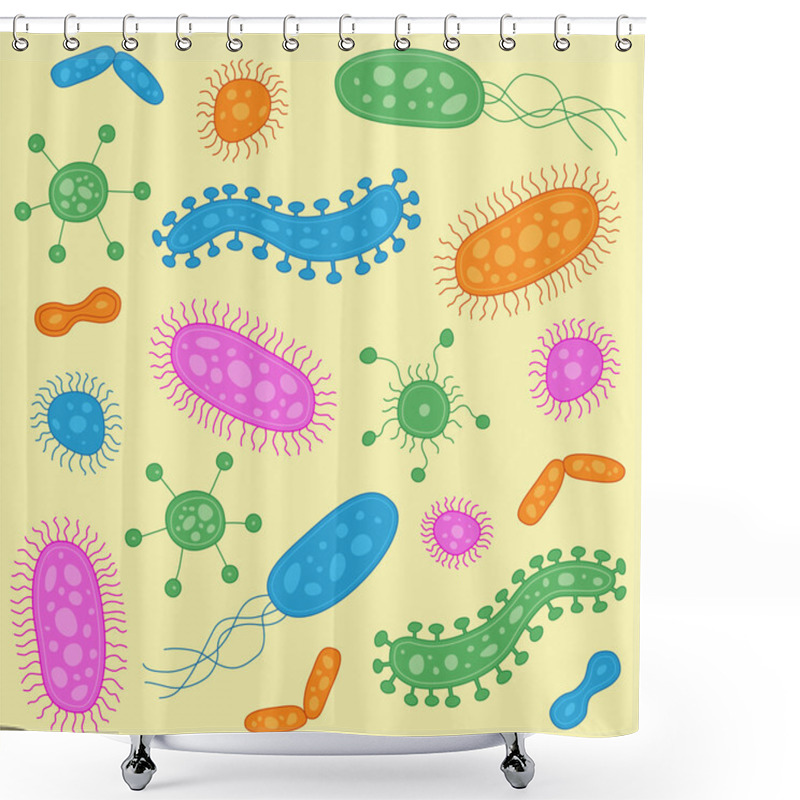 Personality  Hand Drawn Colorful Germs Shower Curtains