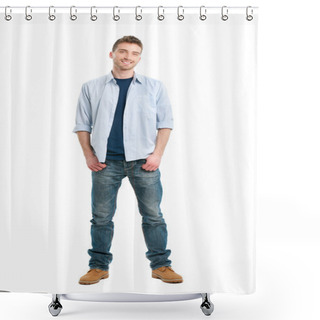 Personality  Smiling Guy Full Length Shower Curtains