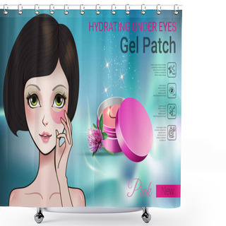 Personality  Vector Illustration With Manga Style Girl And Eye Gel Patches Shower Curtains