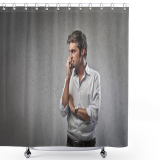 Personality  Worried Man Shower Curtains
