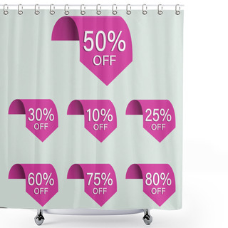 Personality  Set Of Sales Tags Set Of Icons, 10, 25, 30, 50, 60, 75, 80% Discount On Label Symbols. Banner Sales Modern Template Design. Vector Illustration. Shower Curtains