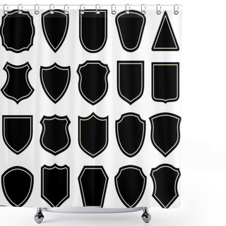 Personality  Set Of Blach Badges, Shields Shower Curtains