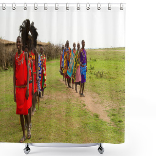 Personality  A Group Of Kenyan Of Masai Tribe Performs A Shower Curtains