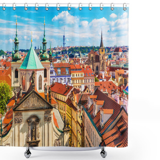 Personality  Aerial View Of Prague, Czech Republic Shower Curtains