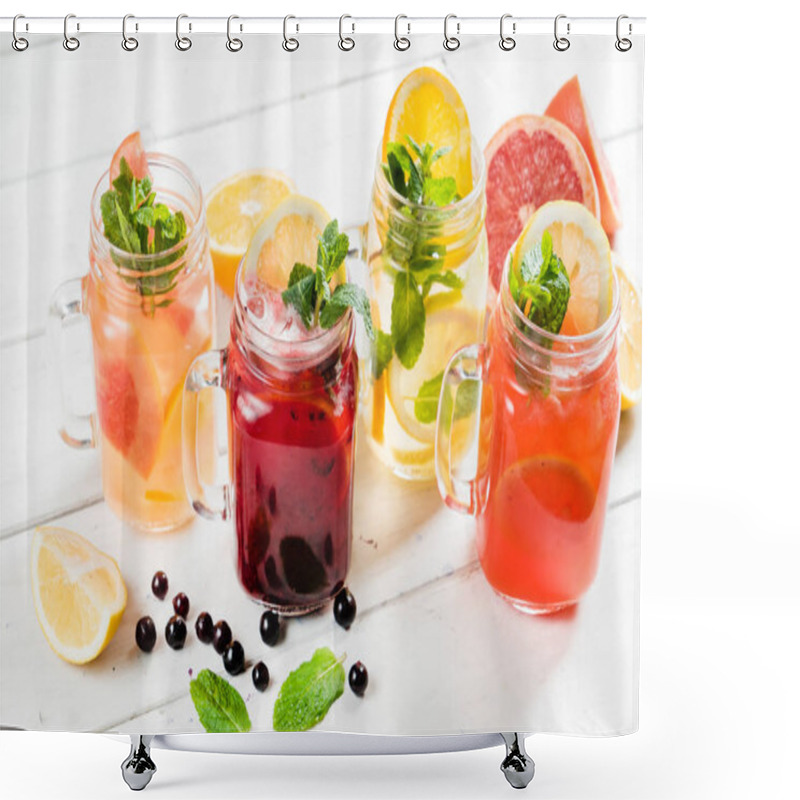 Personality  Fruit Summer Drinks In Glasses Shower Curtains