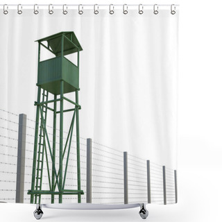 Personality  Guard Tower On White Shower Curtains